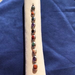 Sterling Silver vintage Stone Bracelet 925 Mexico